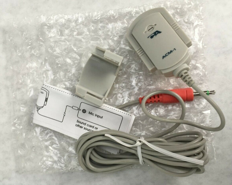 Cyber Acoustics ACM-1B OEM 8ft Wired Clip-on Microphone Lapel Monitor Gray