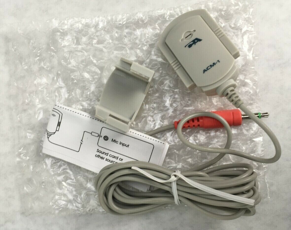 Cyber Acoustics ACM-1B OEM 8ft Wired Clip-on Microphone Lapel Monitor Gray