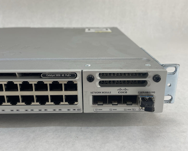 Cisco WS-C3850-48P-S 48-Port PoE+ 1x PSU NM-2-10g Gigabit Switch - Tested