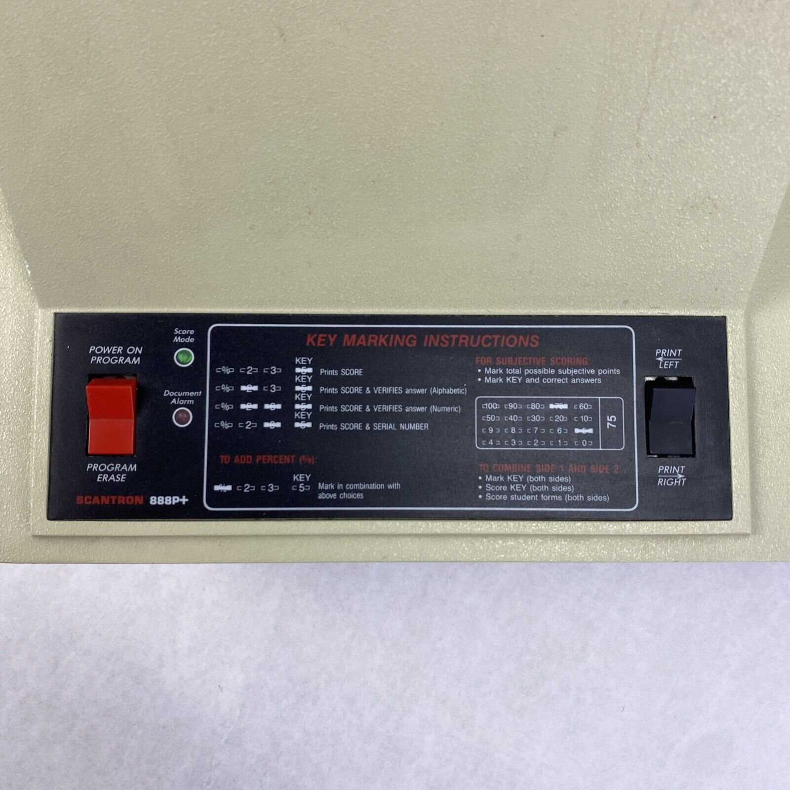 Scantron 888P+ Test Scoring Machine - For Parts or Repair