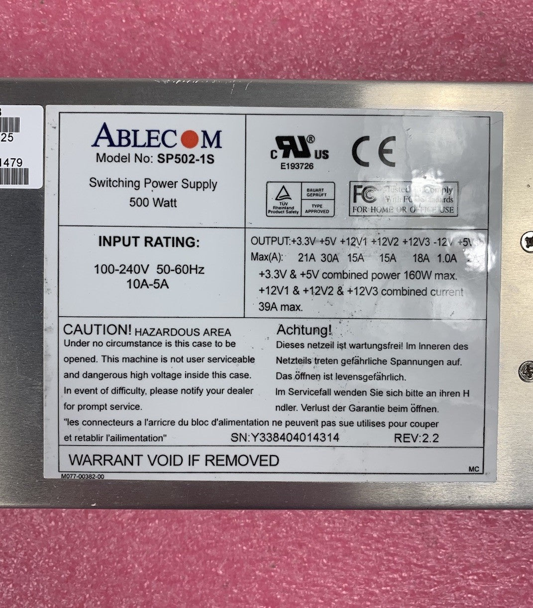 Ablecom SP502-1S 500W Switching Power Supply