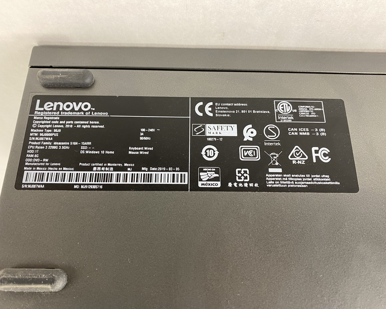 Lenovo IdeaCentre 510A-15ARR MT AMD Ryzen 3 2200G 3.50GHz 8GB RAM No HDD No OS