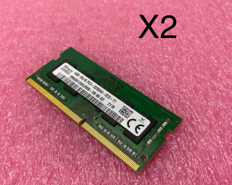 SK Hynix 4GB DDR4 PC4-3200AA Laptop RAM HMA851S6DJR6N - Lot of 2