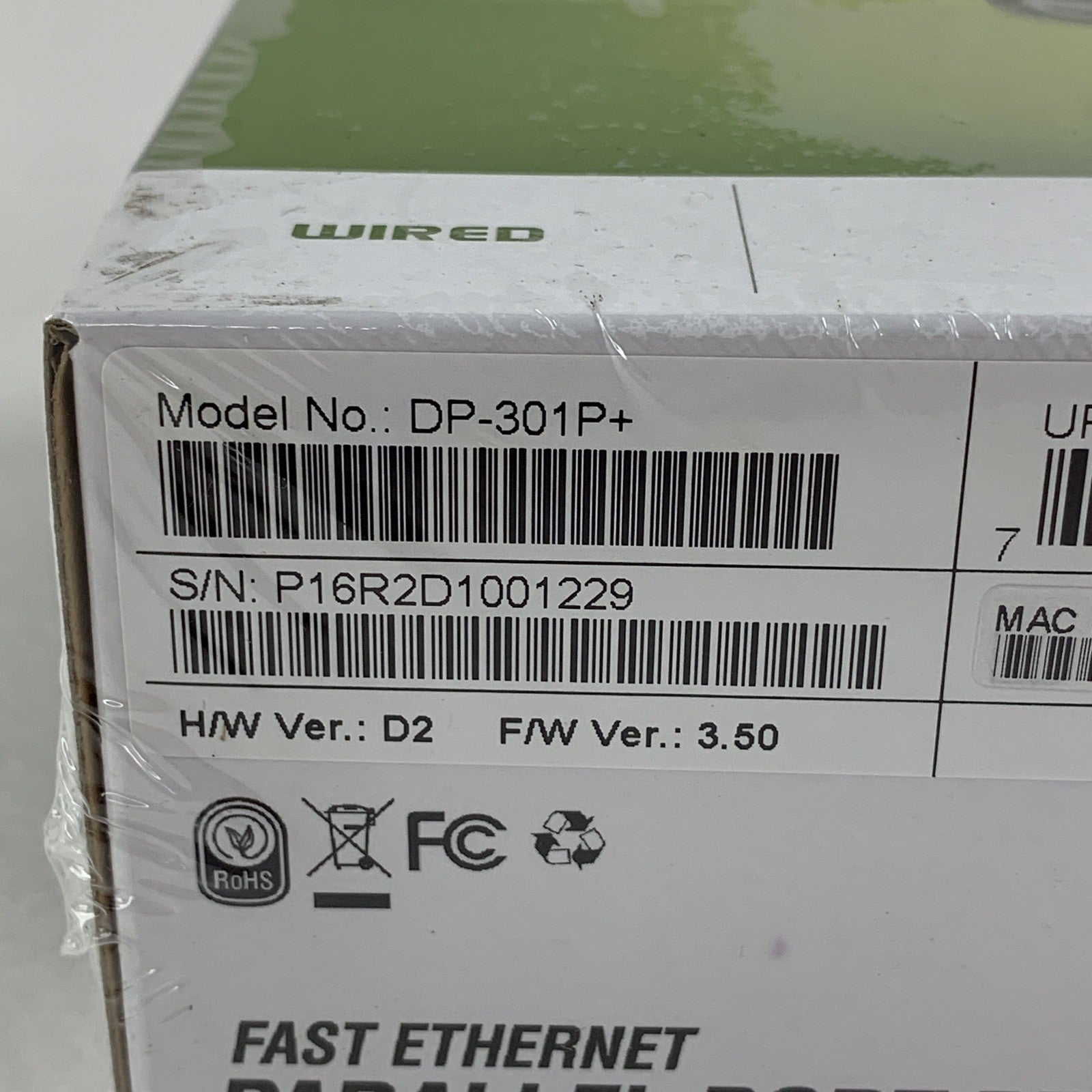 D-Link DP-301P+ Fast Ethernet Parallel 1 Centronics Port Print Server New