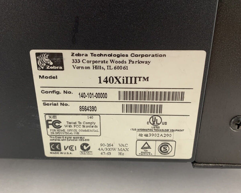 Zebra 140Xi III Label Thermal Printer 200 DPi Serial and Network Cracked Side