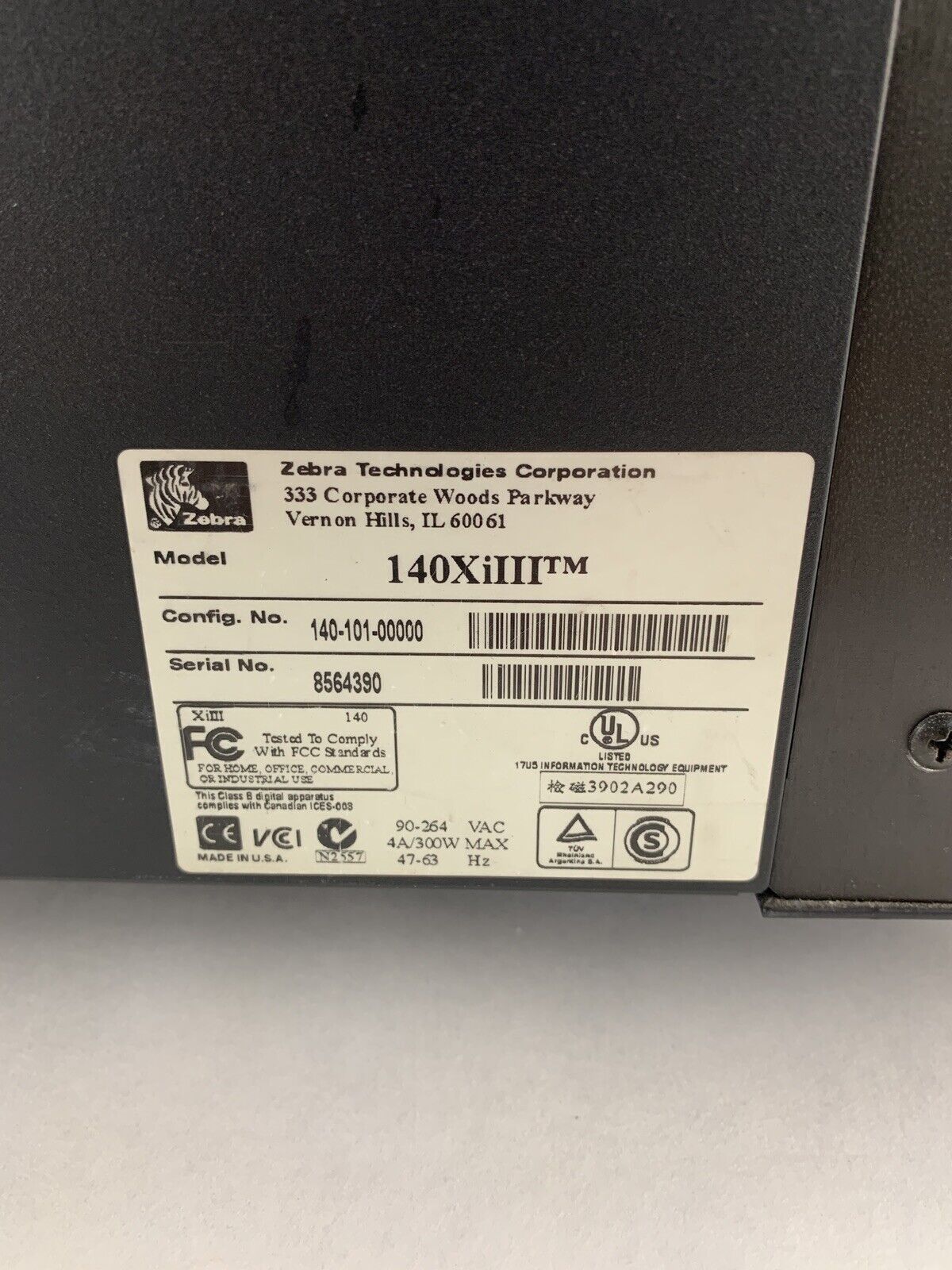 Zebra 140Xi III Label Thermal Printer 200 DPi Serial and Network Cracked Side