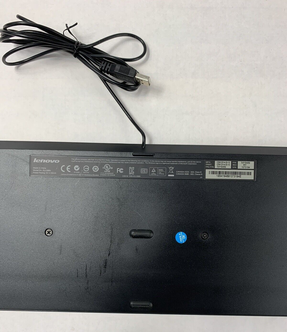 Lot of 4 Lenovo KU-0989 Keyboard 54Y9489