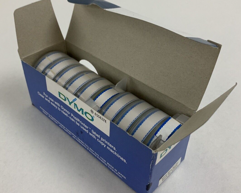 Dymo 610024 Esselte PosiPrint Labeling Tape White Blue Border 3/8"x10" 10x Rolls