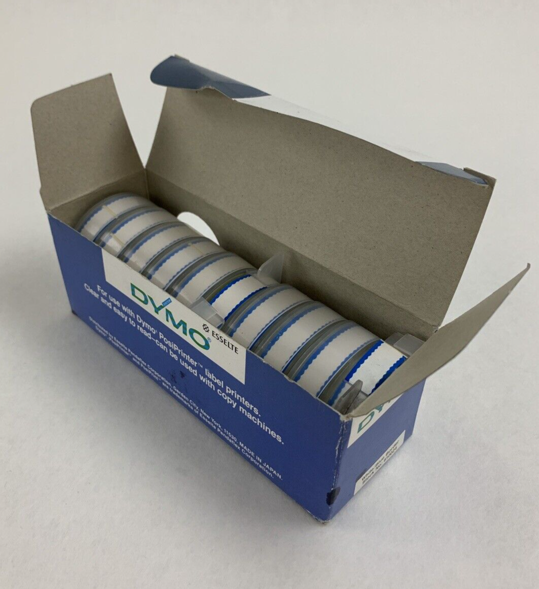 Dymo 610024 Esselte PosiPrint Labeling Tape White Blue Border 3/8"x10" 10x Rolls