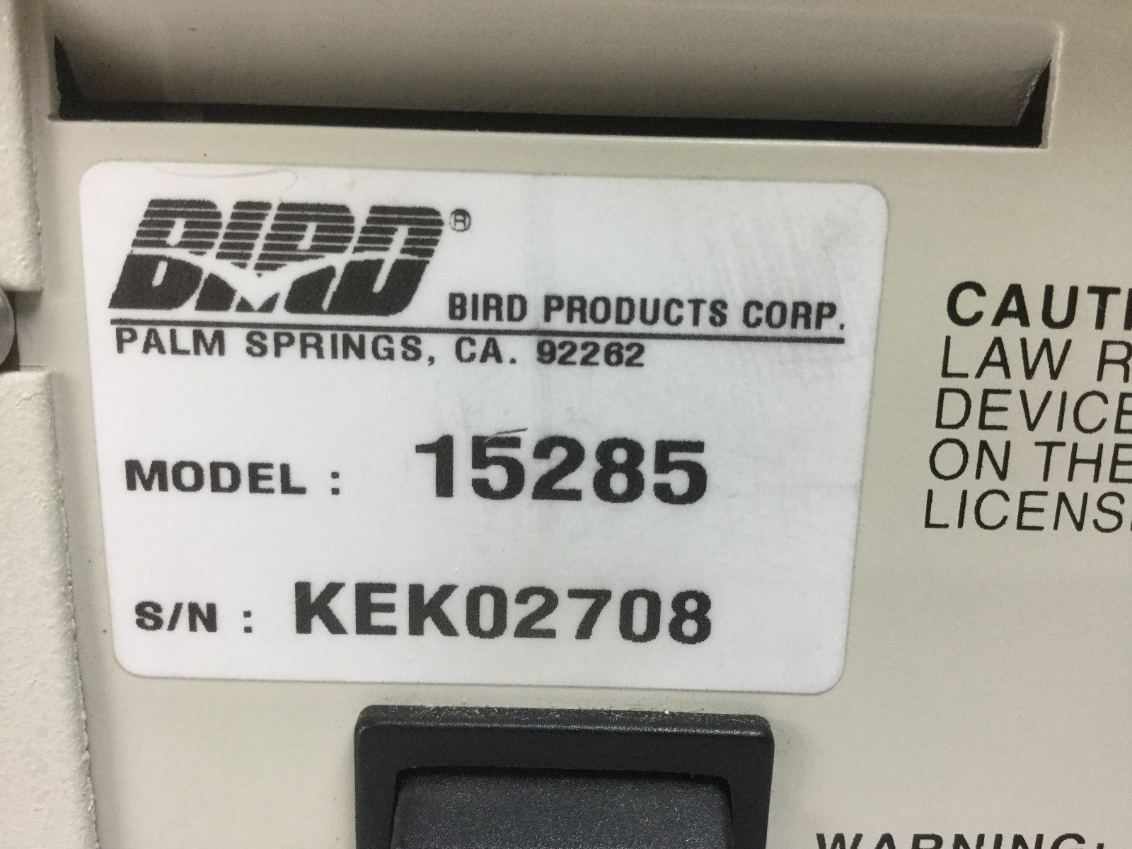 Bird Partner IIi Monitor 15285  Untested   Powers On  Includes Power Cord