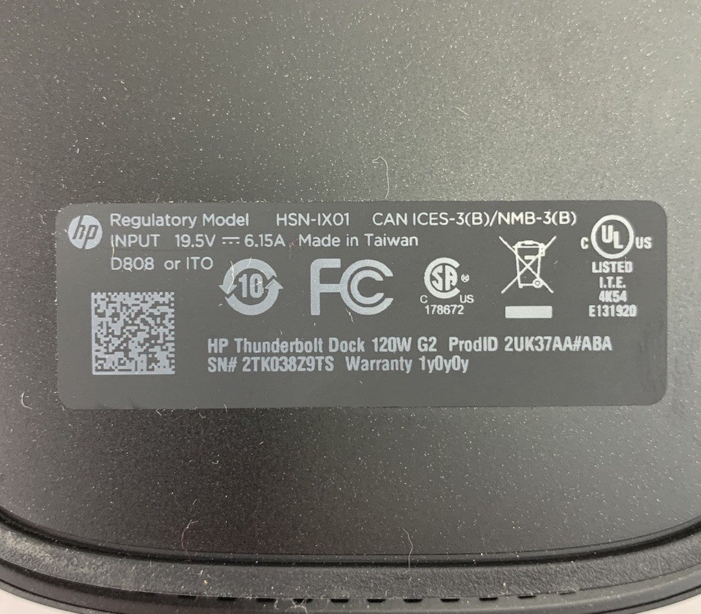 HP Thunderbolt Dock 120W G2 HSN-IX01 Docking Station