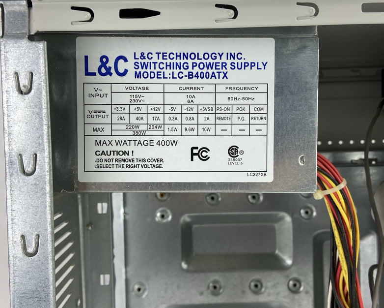 Mercury Nova Mid Tower Coputer Case L&C LC-B400ATX 400W Power Supply