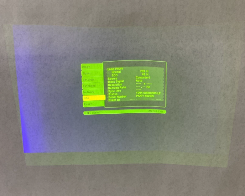 Epson H388A PowerLite 915W Projector 757 Lamp Hours No Remote - Yellow Display