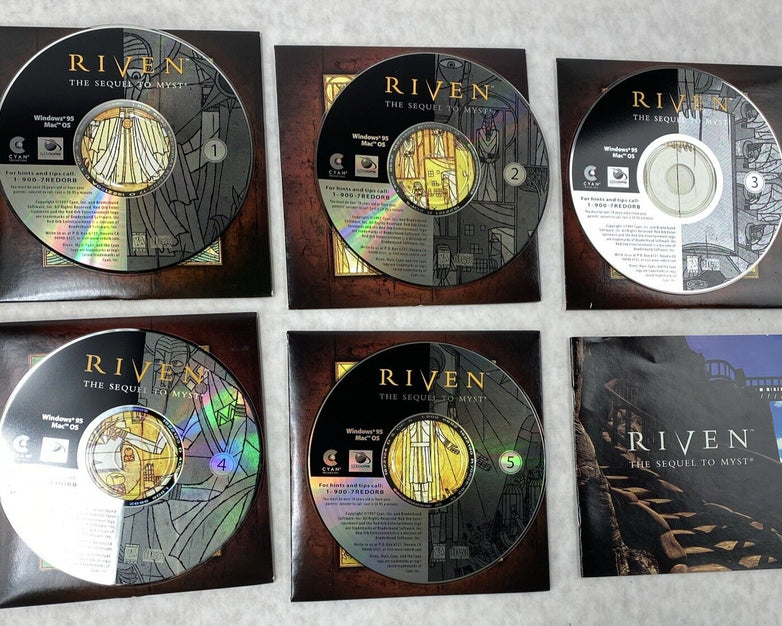 Riven 1997 + Myst 1993 Bundle MPC Classic Windows PC Game with Manuals