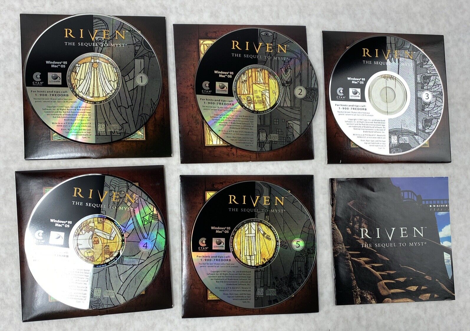 Riven 1997 + Myst 1993 Bundle MPC Classic Windows PC Game with Manuals