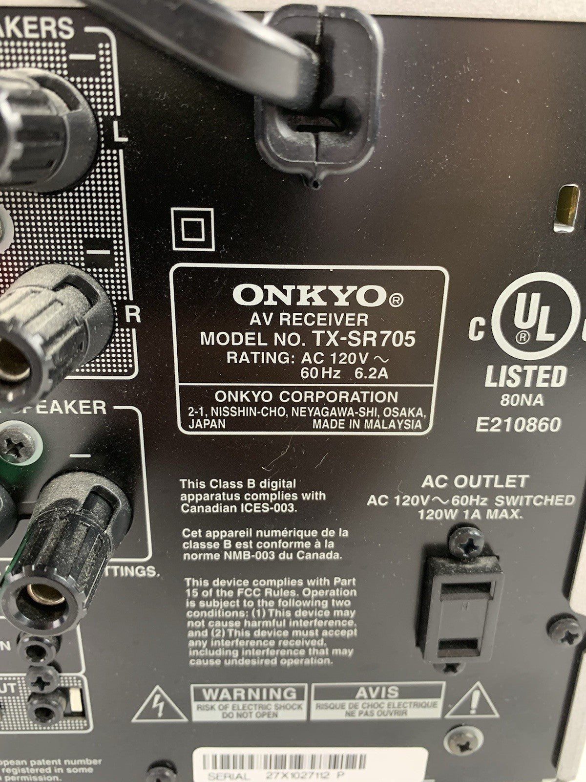 Onkyo TX-SR705 AV Receiver