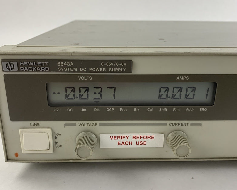 Hewlett Packard 6643A System DC Power Supply - Parts or Repair