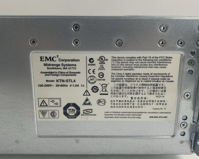 EMC2 KTN-STL4 TR651 Disk Array Chassis 2x PSUs No Caddy No HDDs