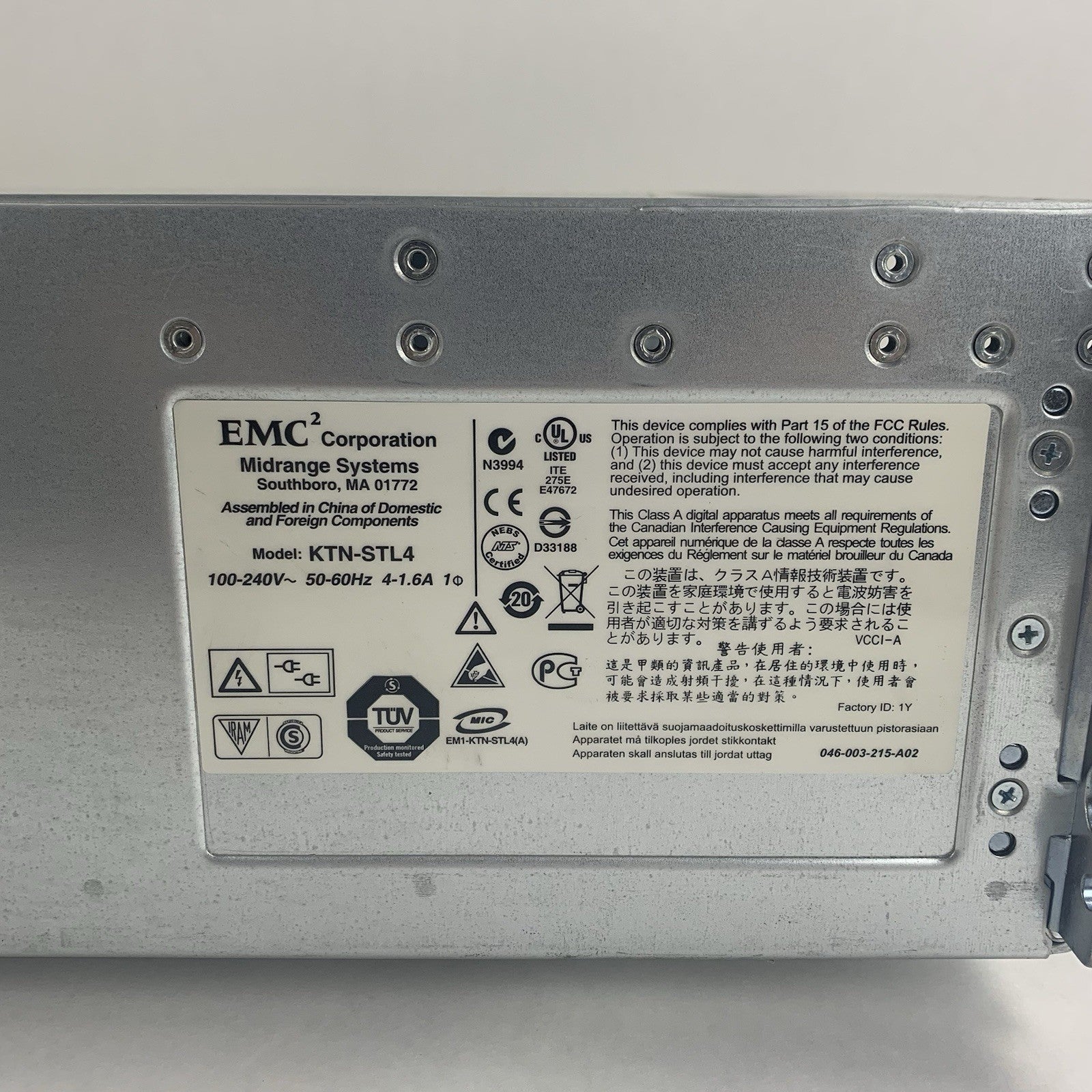 EMC2 KTN-STL4 TR651 Disk Array Chassis 2x PSUs No Caddy No HDDs7