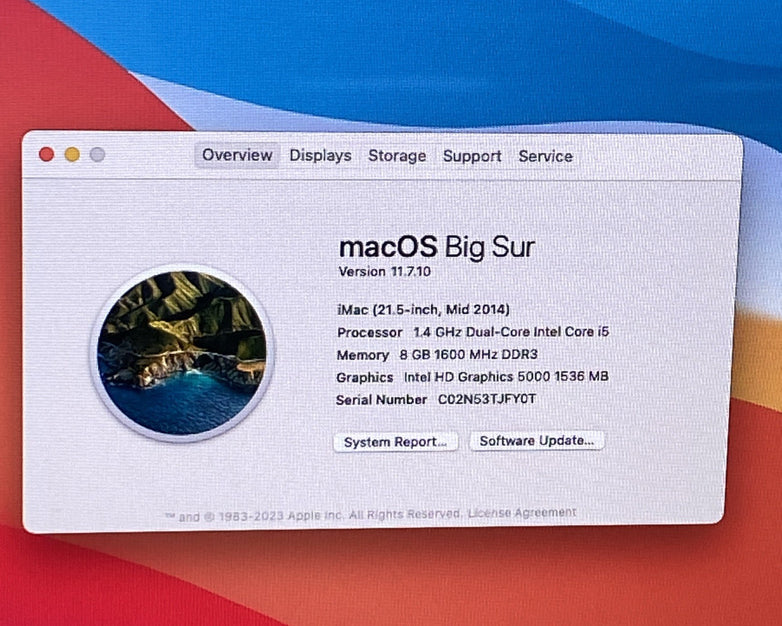 Apple A1418 iMac 21.5" 2014 1.4 GHz i5 8 GB RAM 500GB HDD macOS 11.7.1