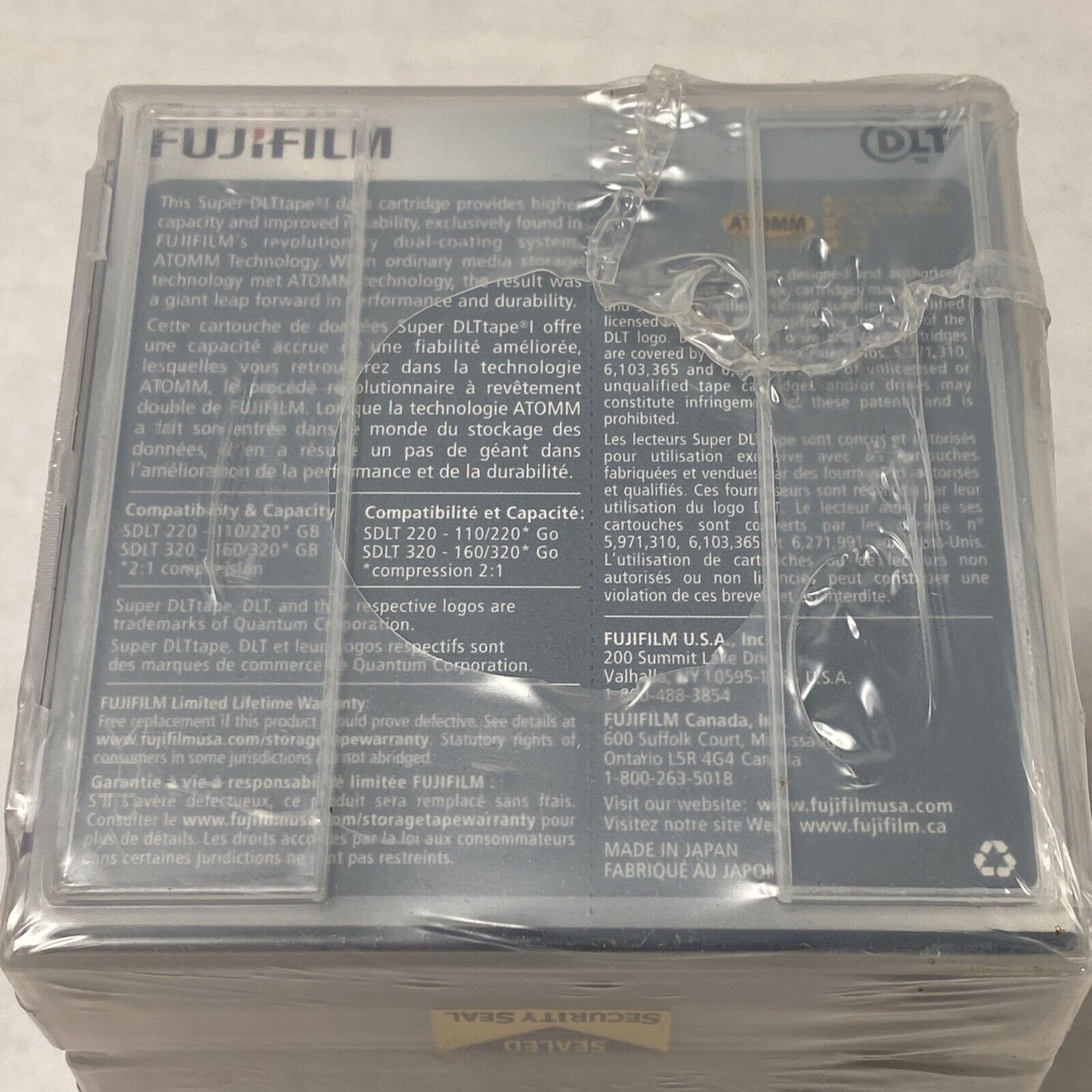 Lot of 5 Fujifilm Super DLT Tape 1 160GB Native 320GB Compressed