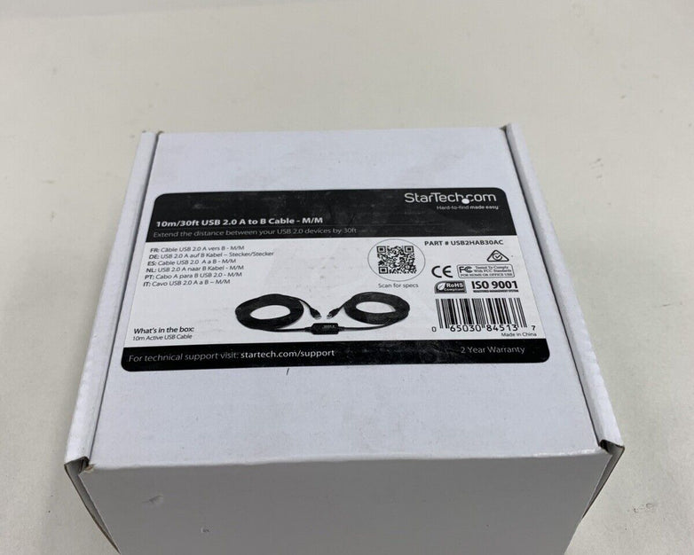 Star Tech USB2HAB30AC 10m/30ft USB 2.0 A to B Cable- M/M