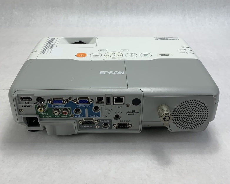 Epson H388A PowerLite 915W Projector 1293 Lamp Hours No Remote - Yellow Display