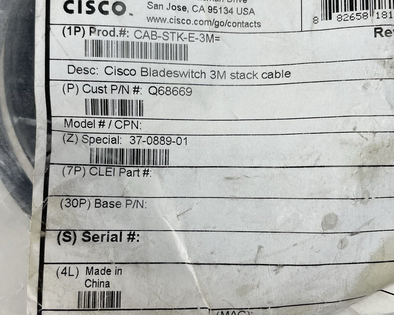 Cisco CAB STK E 3M FlexStack Stacking Cable 3M for 2960 X/XR