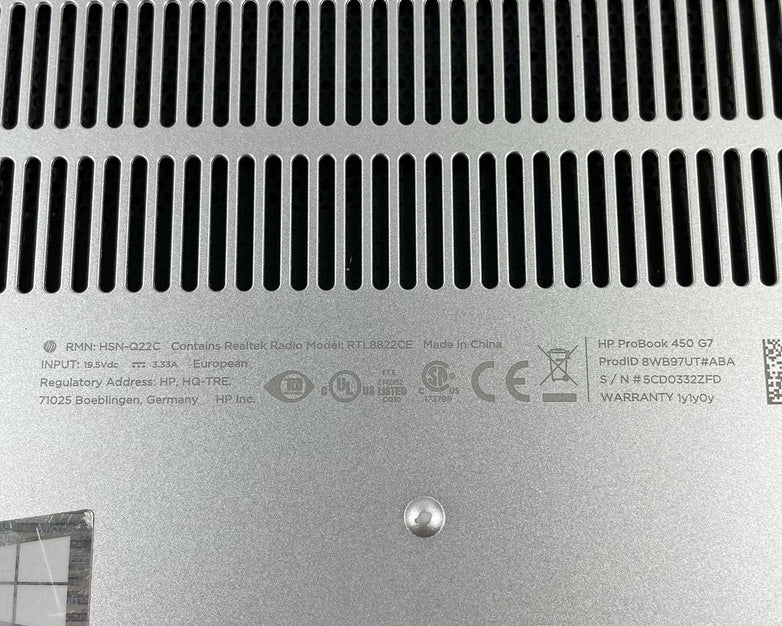 HP ProBook 450 G7 15.6" i5-10210U 1.60 GHz 8 GB RAM No SSD/OS/AC