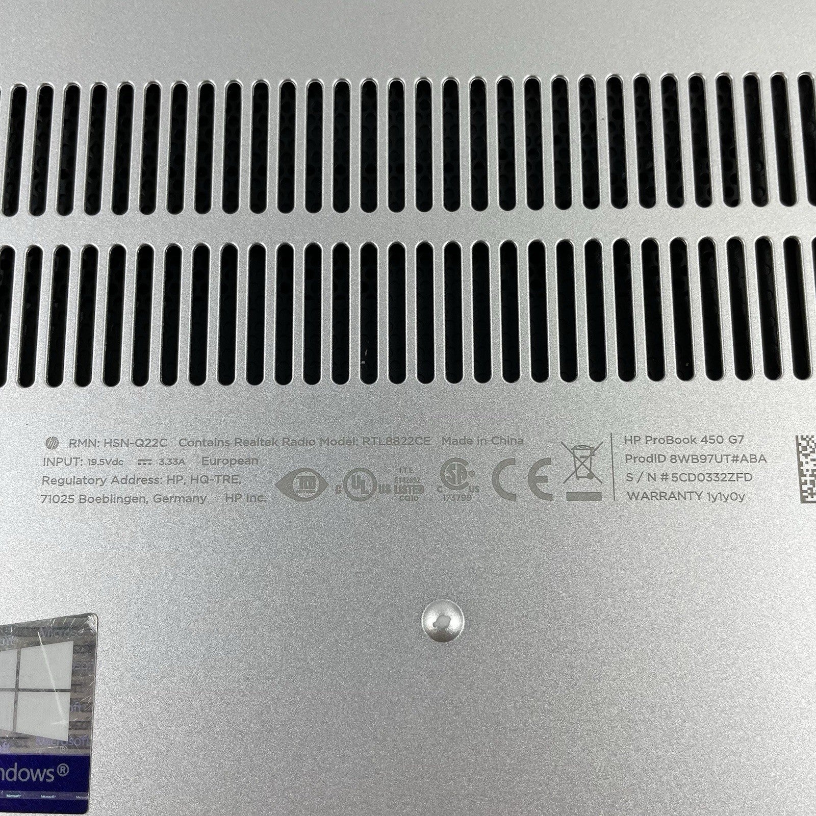 HP ProBook 450 G7 15.6" i5-10210U 1.60 GHz 8 GB RAM No SSD/OS/AC15