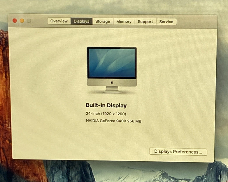 Apple A1225 iMac 24" 2009 2.66 GHz Core 2 Duo 4 GB RAM 640 GB HDD macOS 10.11.6