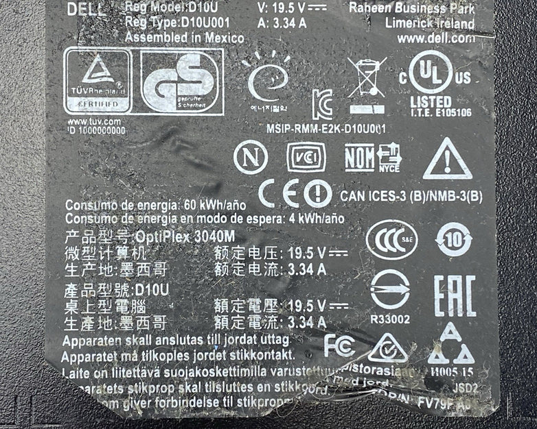 Dell OptiPlex 3040 Micro Intel Core i3-6100T 3.2GHz 8GB RAM No HDD OS Power Cord