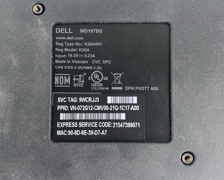 Dell WD19TBS Thunderbolt Docking Station No AC Adapter Lot of 2