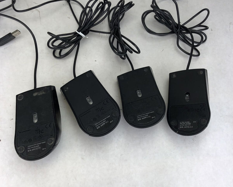 Lenovo MOEUUQA Black Wired USB Mouse (Lot of 4)