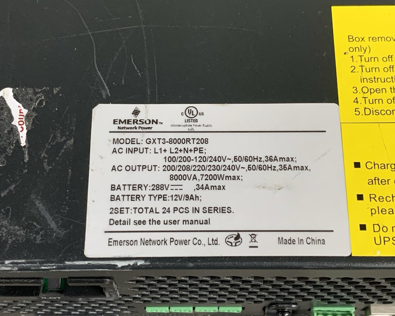 Emerson-Liebert GXT3-8000RT208 8000va 240v UPS Fault A and B Parts and Repair