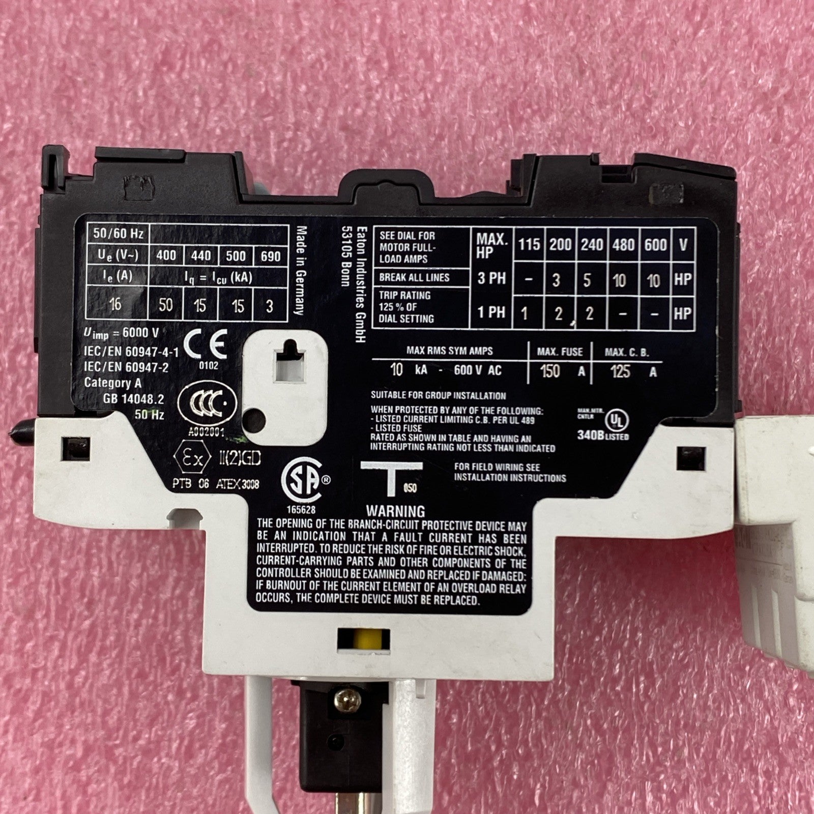 Eaton XTPRO16BC1 Motor Starter Protective Circuit Breaker3