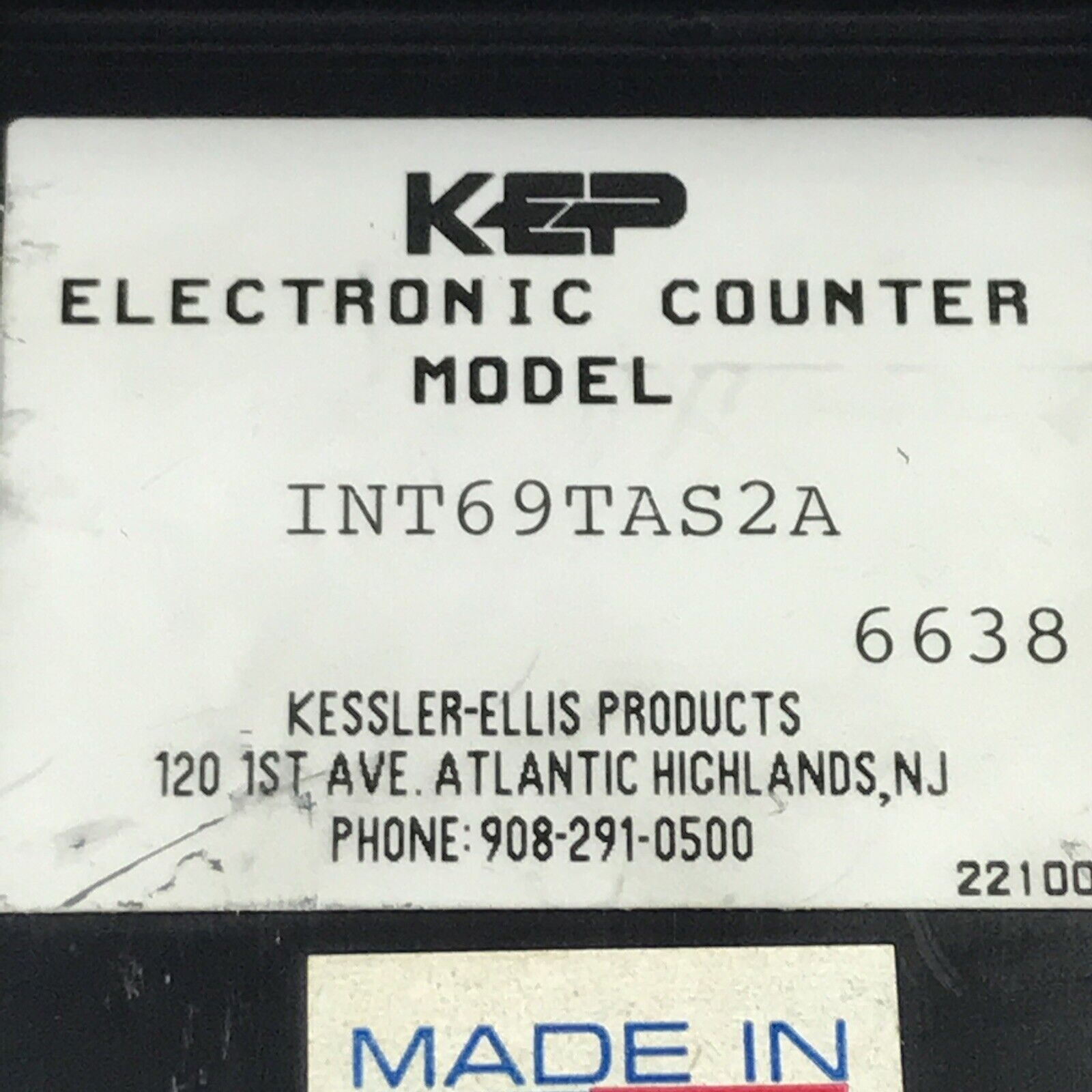 KEP INT69TAS2A Intellect-69 Ratemeter Totalizer 100 VAC 12-24VDC Square Law