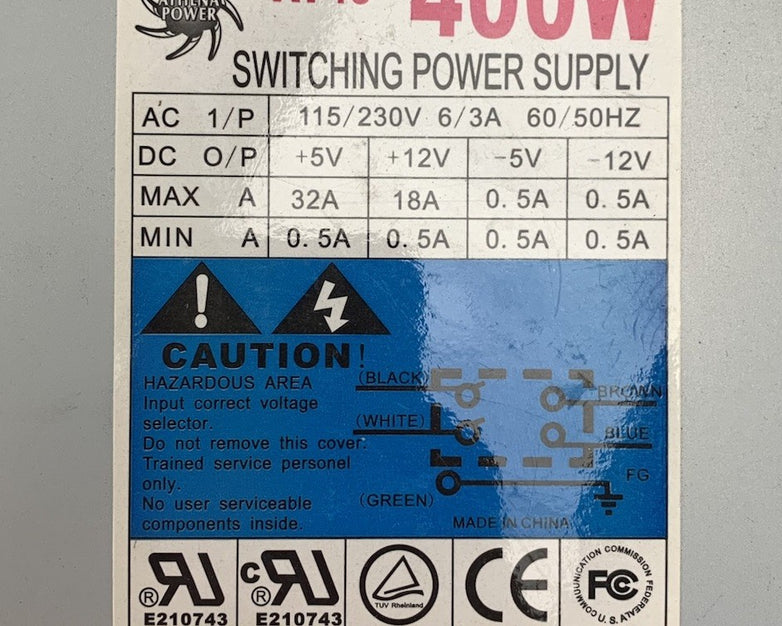 Athena Power AT40 400W Switching Power Supply