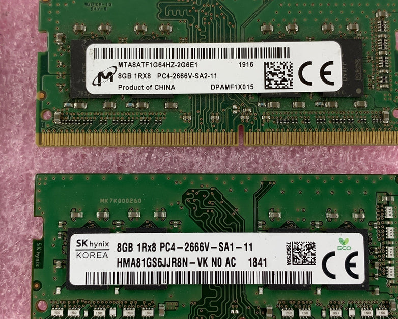 SK Hynix Micron Samsung Kingston 8 GB 1Rx8 PC4-2666V Memory Ram Mixed Lot of 8x
