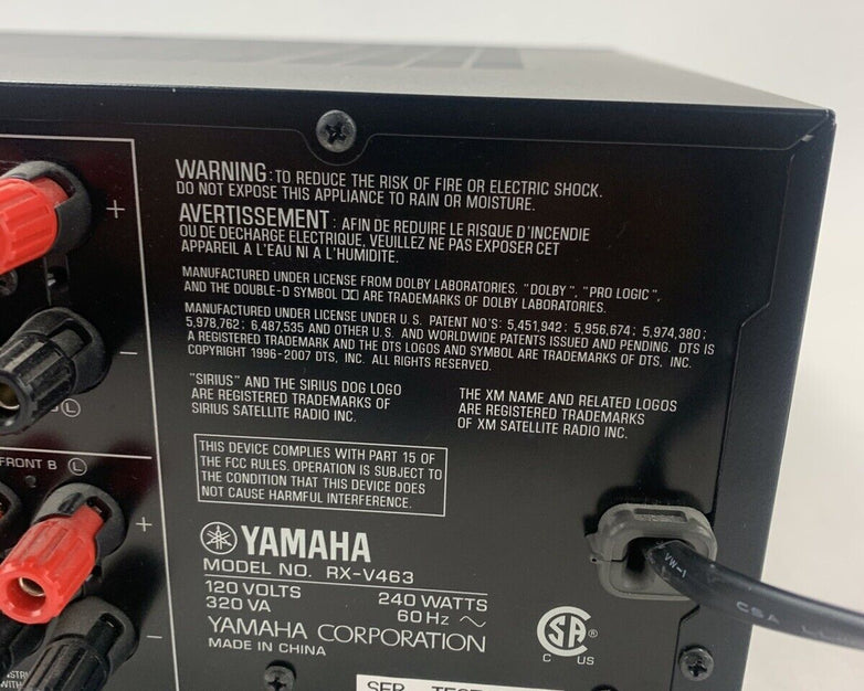Yamaha RX-V463 Natural Sound AV Receiver 120V 240W For Parts or Repair