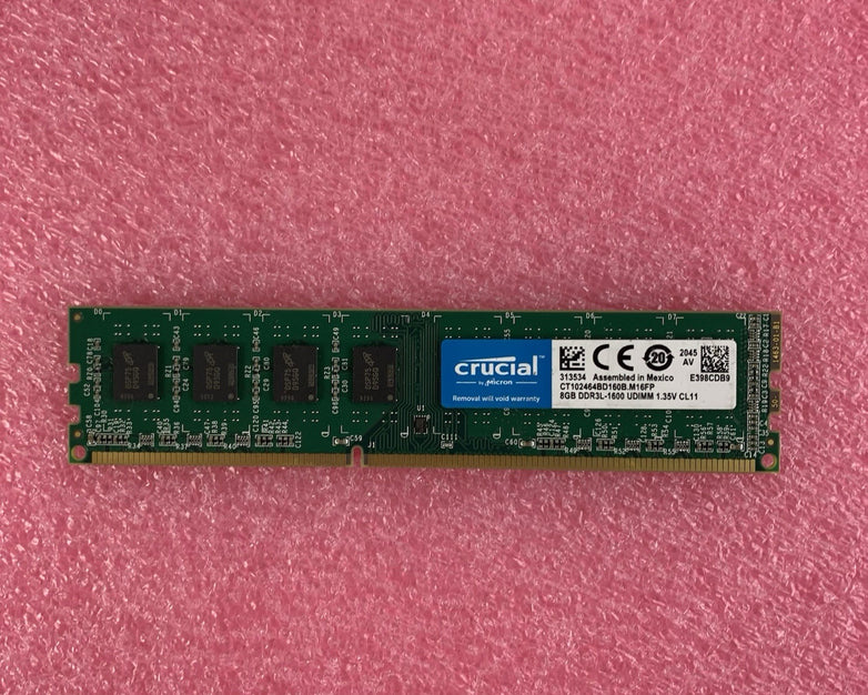 Micron CT102464BD160B.M16FP 8GB Memory DDR3L-1600 UDIMM 1.35V CL11 Lot of 2