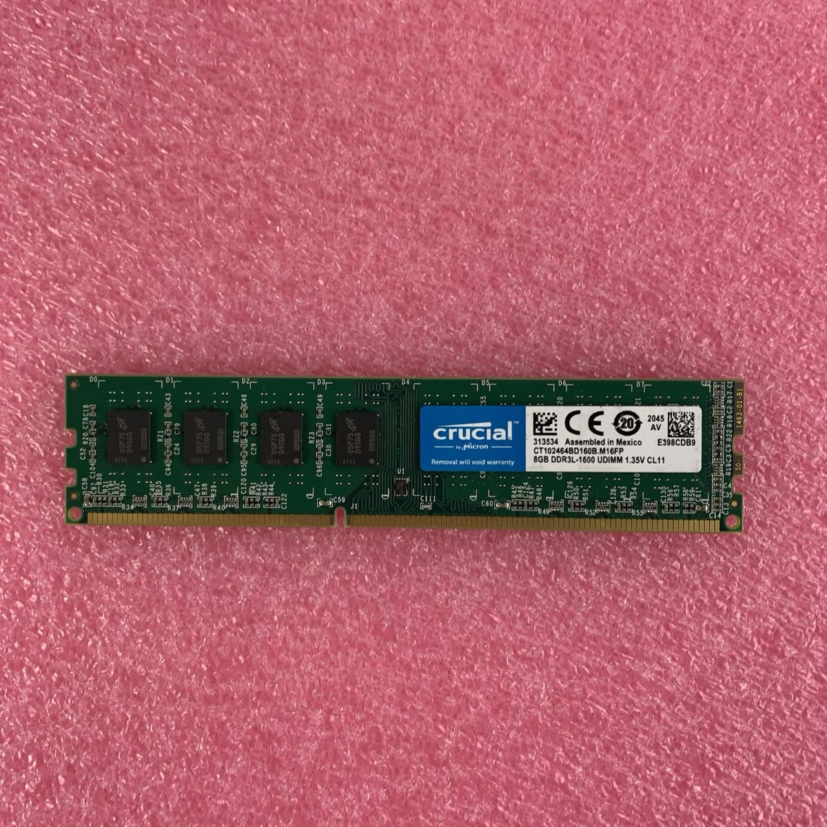 Micron CT102464BD160B.M16FP 8GB Memory DDR3L-1600 UDIMM 1.35V CL11 Lot of 24