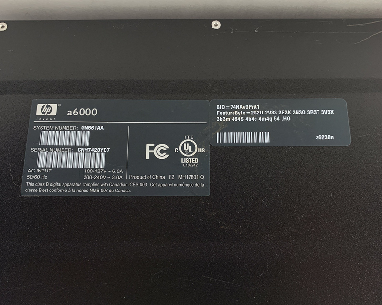HP Pavilion A6230N MT Desktop Computer AMD Athlon 64 x2 3 GB Ram No HDD No OS