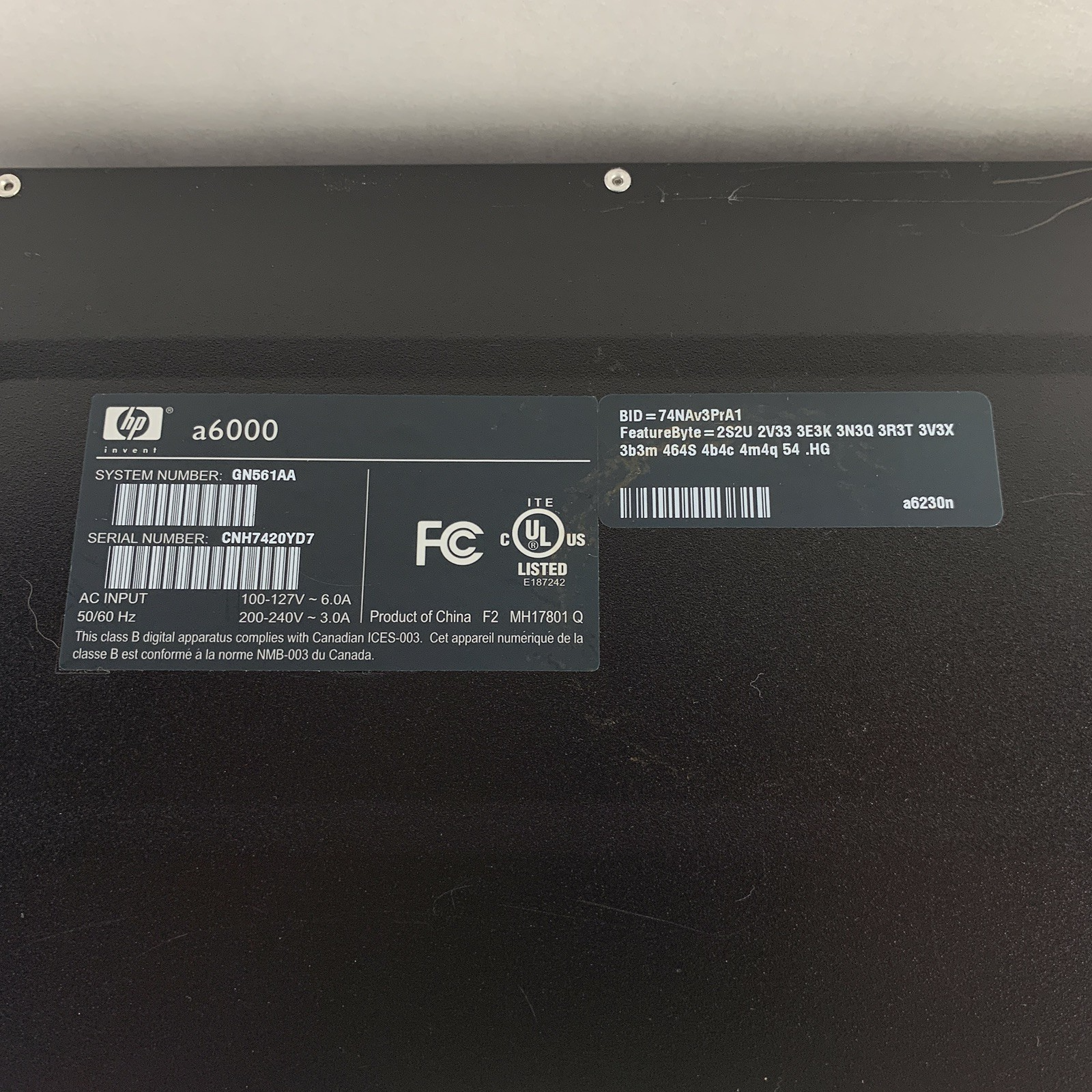 HP Pavilion A6230N MT Desktop Computer AMD Athlon 64 x2 3 GB Ram No HDD No OS