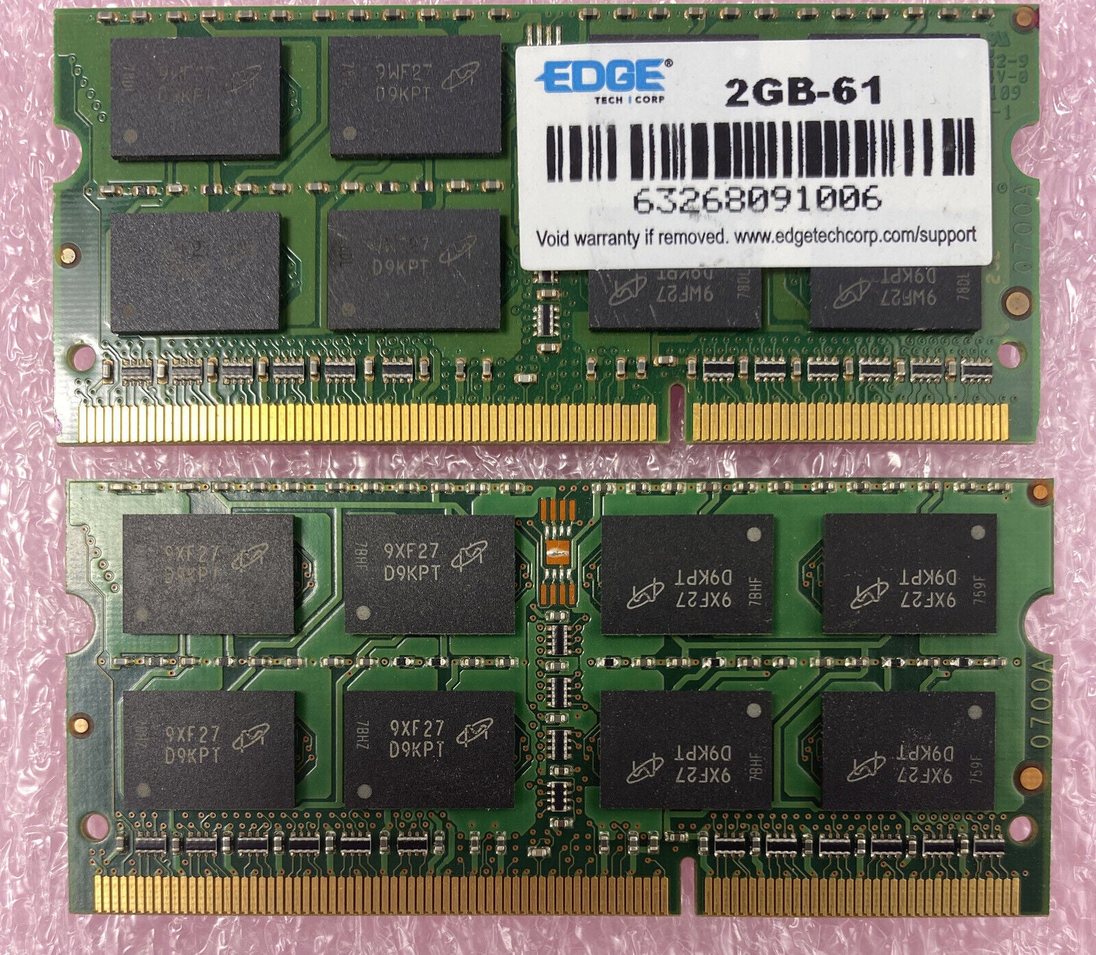 Lot( 2 ) 2GB Micron MT16JSF25664HZ-1G4F1 PC3-10600S DDR3 SO-DIMM 2Rx8 RAM