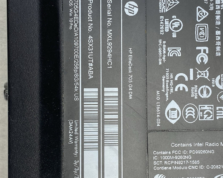 HP EliteDesk 705 DM 35W Micro AMD Pro A10-9700 ER7 3.5GHz 4GB RAM No HDD OS AC