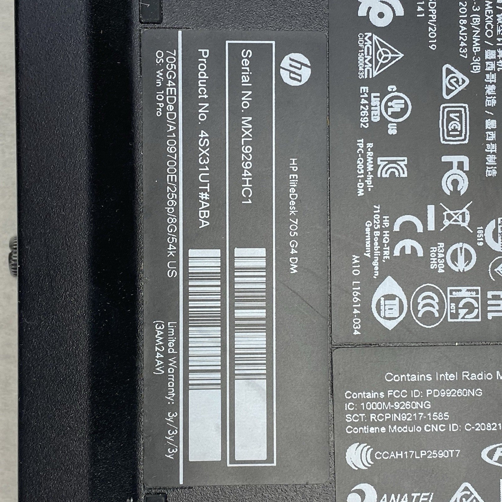 HP EliteDesk 705 DM 35W Micro AMD Pro A10-9700 ER7 3.5GHz 4GB RAM No HDD OS AC