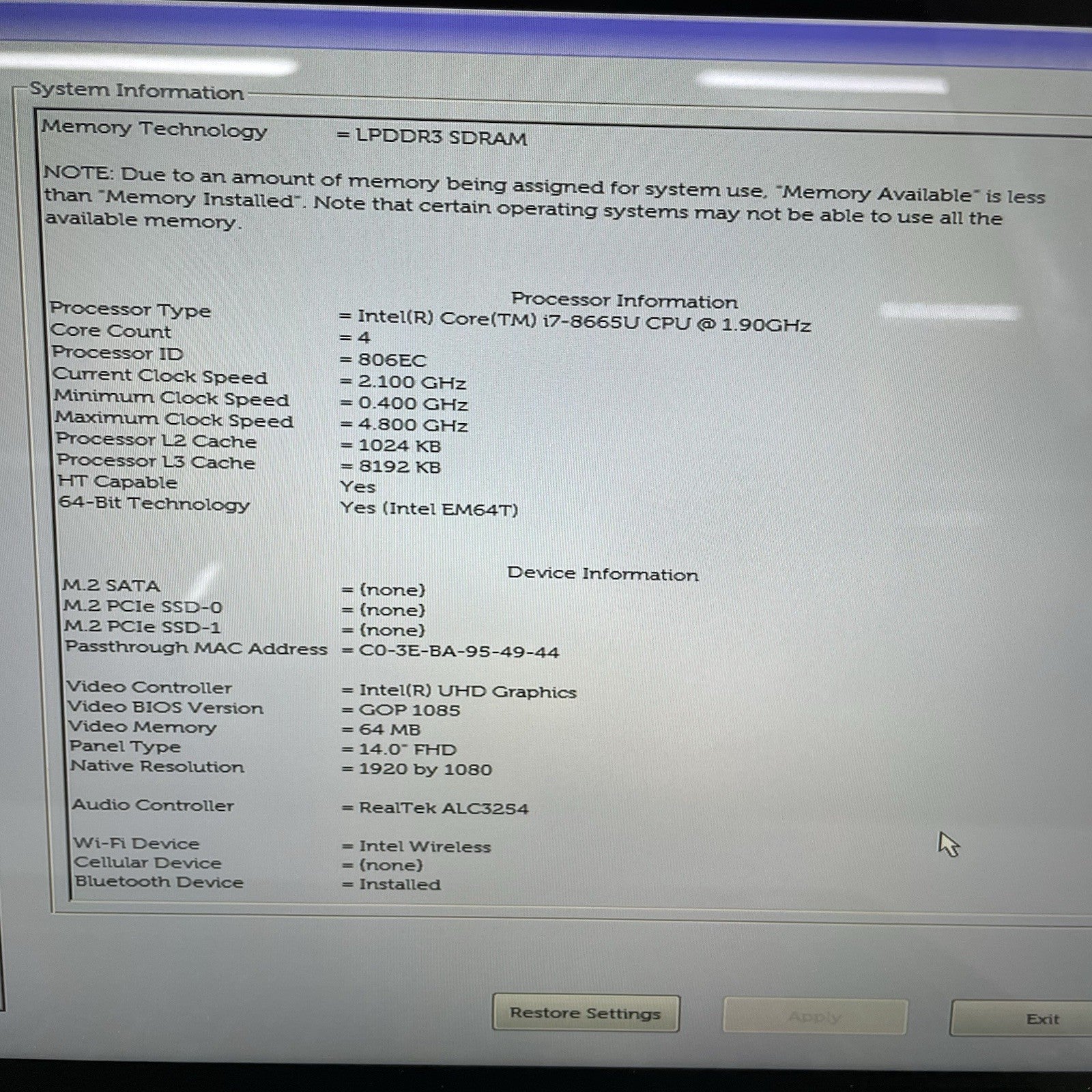 Dell Latitude 7400 2-in-1 14" i7-8665U 1.90 GHz 16 GB RAM No SSD/OS/AC4
