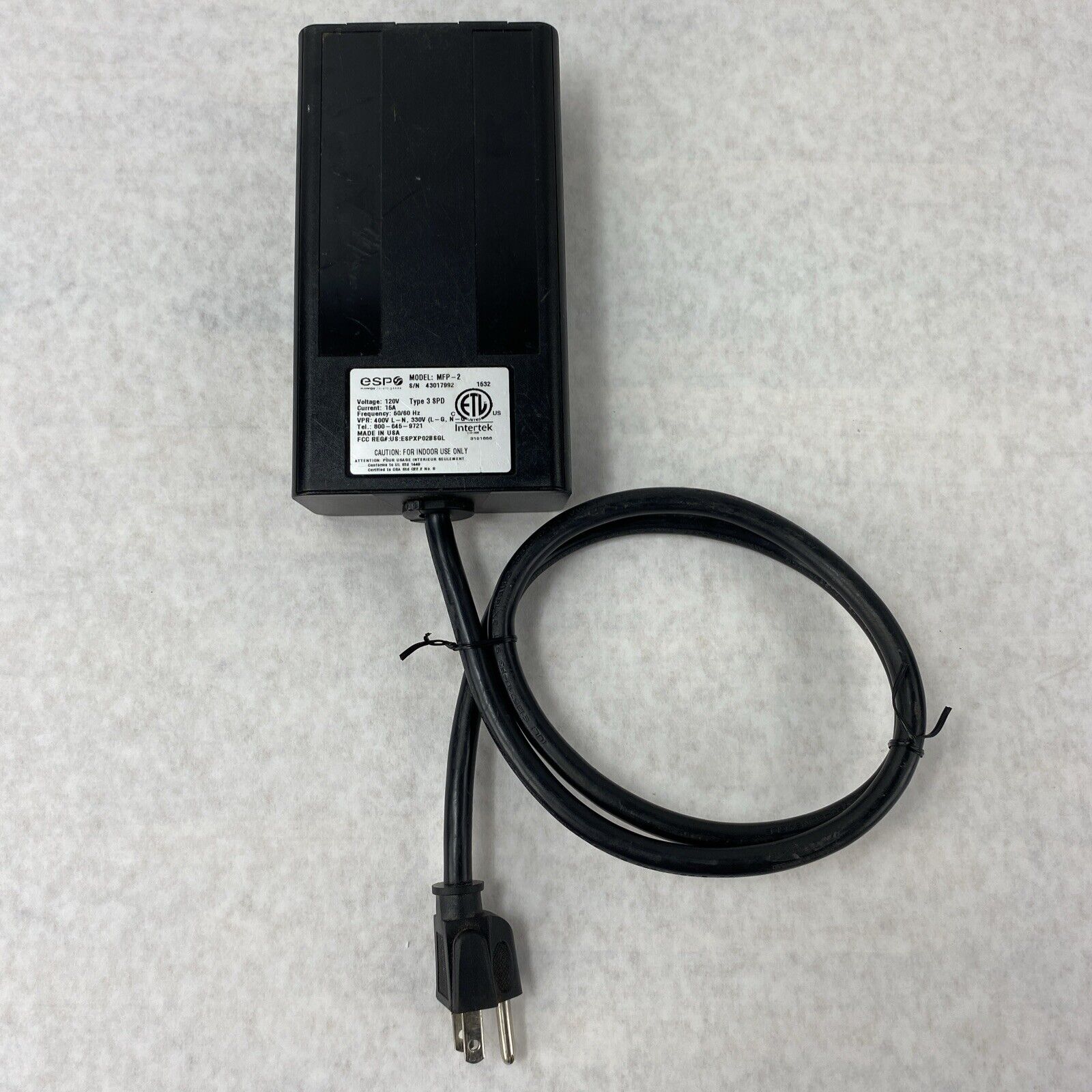 ESP MFP-2 Type 3 SPD Compact Power Filter 120V 15A 50/60 Hz