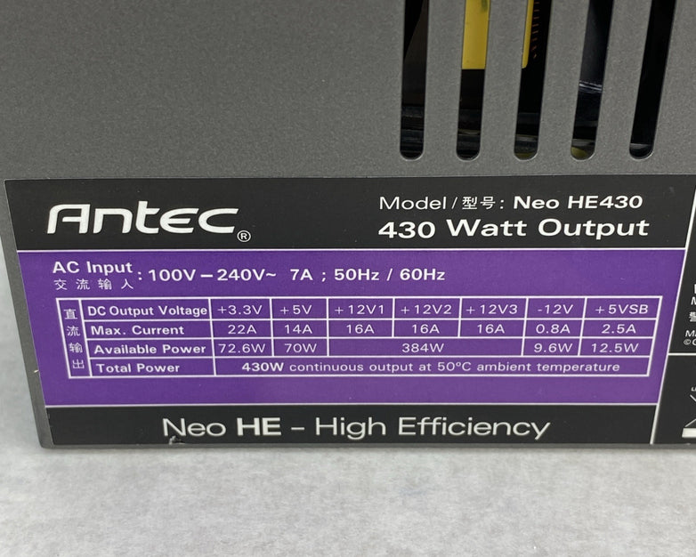 Antec Neo HE430 430W High Efficiency Semi Modular Power Supply - Tested